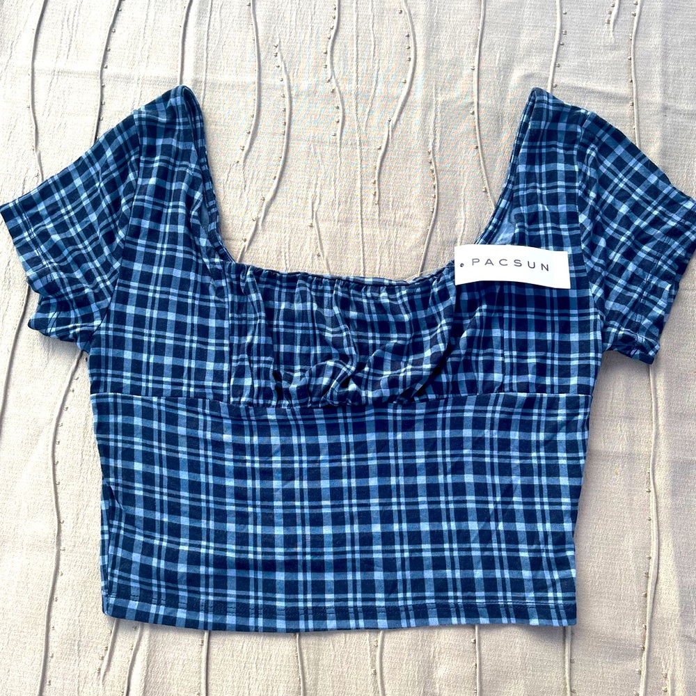 Pacsun top| plaid blue